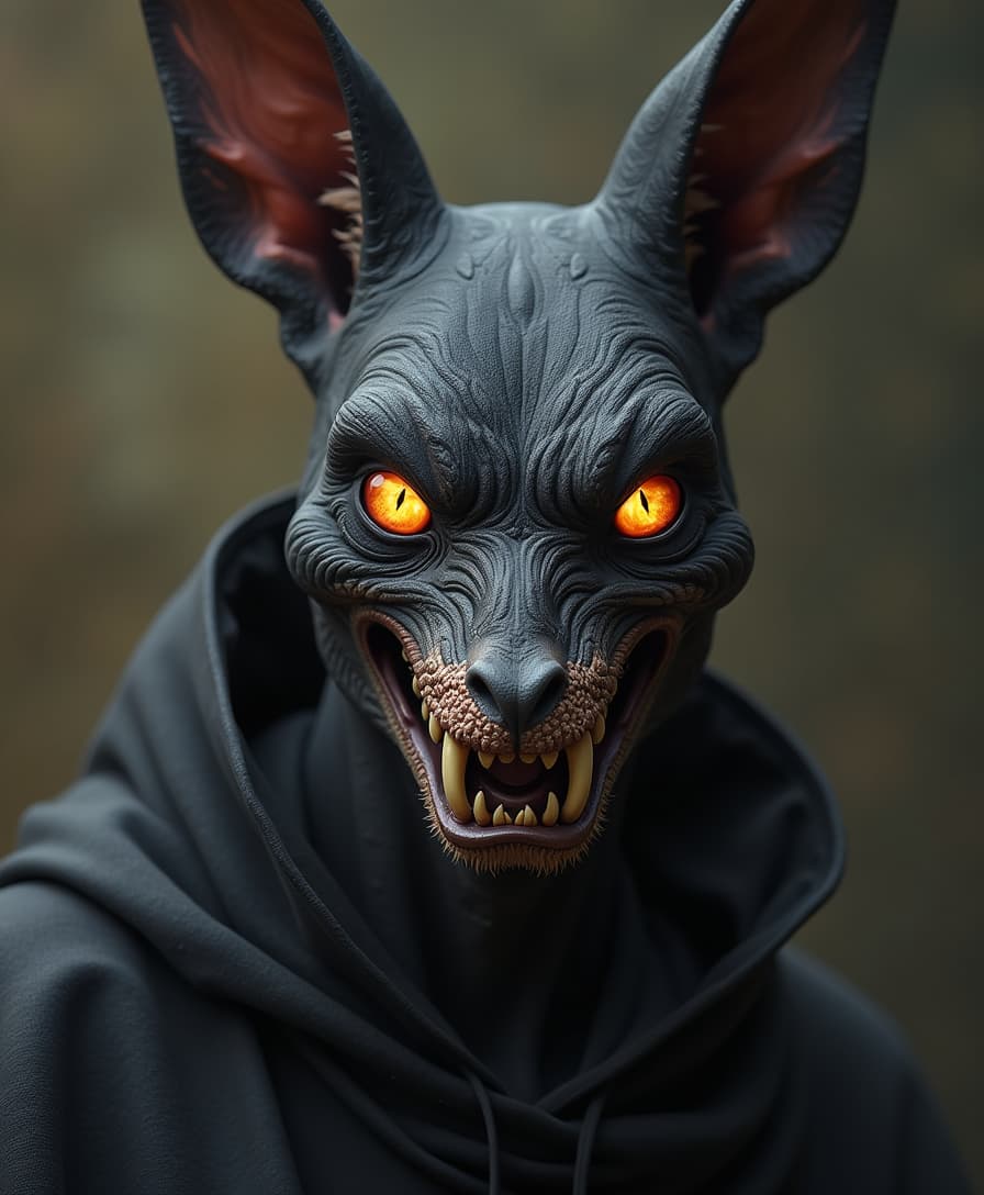 Angry anubis with scary face and res eyes