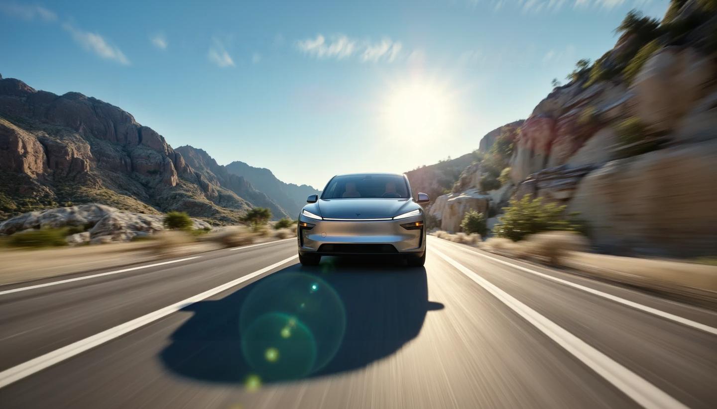 a photo of a car, driving through the mountains