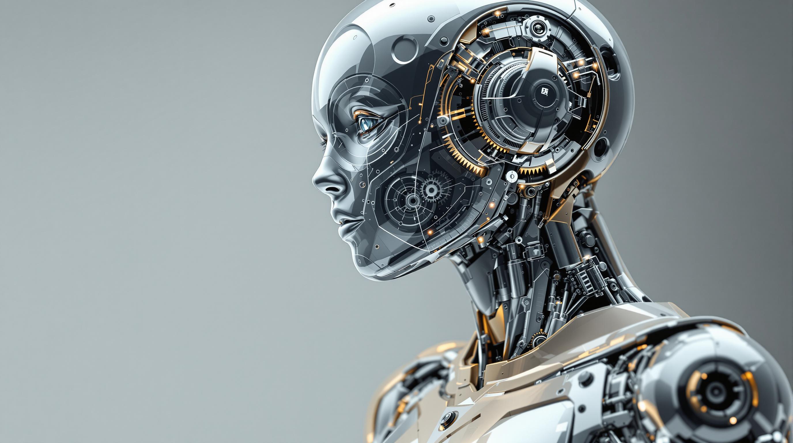 A hyper-realistic female robot with a sleek, polished metallic exterior, featuring intricate gears and circuits beneath (transparent 2.3) panels. The robot’s limbs and torso exhibit a high level of detail, conveying a sense of advanced technology and precision engineering.
This style of the robot is is in the design of the artist Alex Grey. 