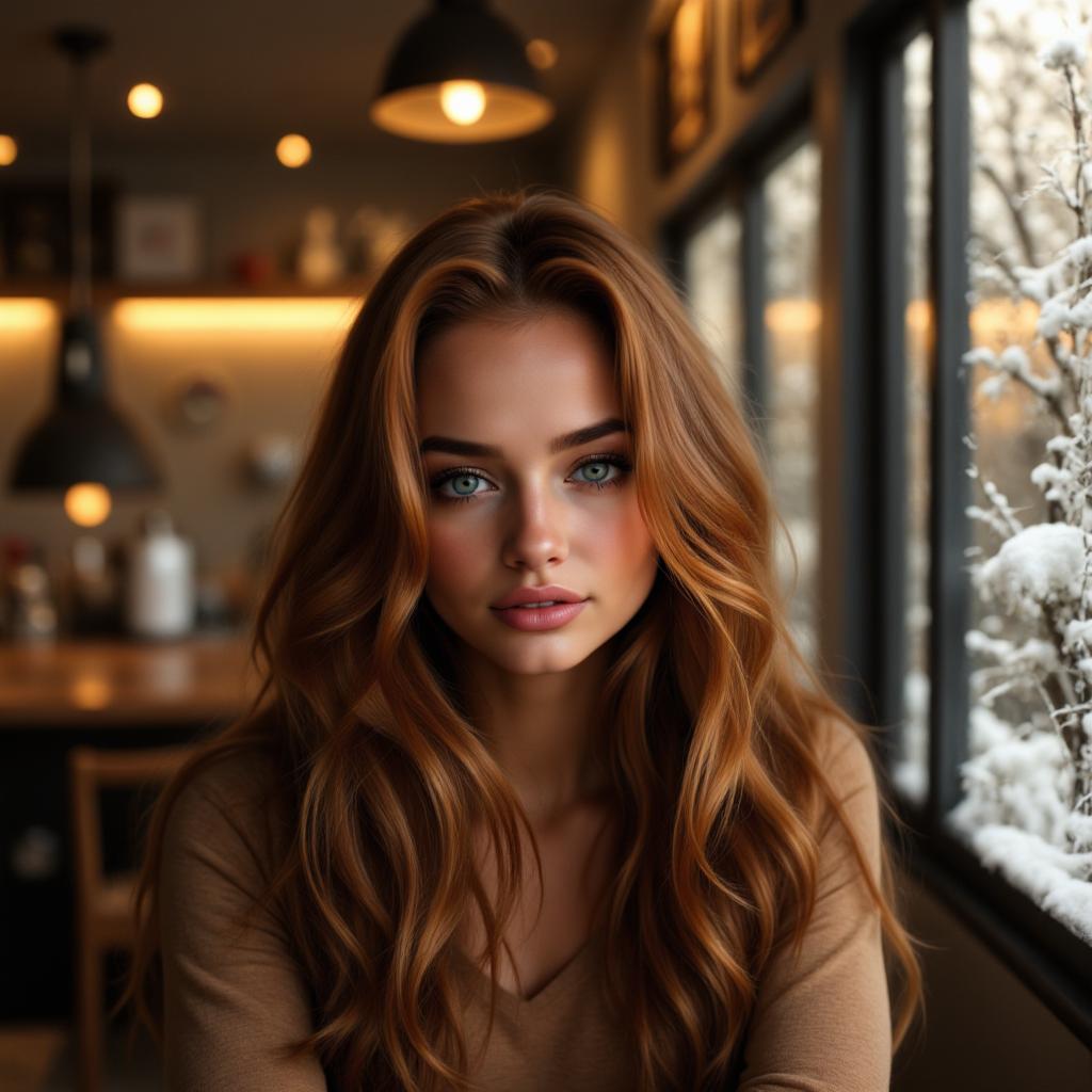 a portrait photo of TOKORNGEHRSNGLIMG,  sitting in a cafe