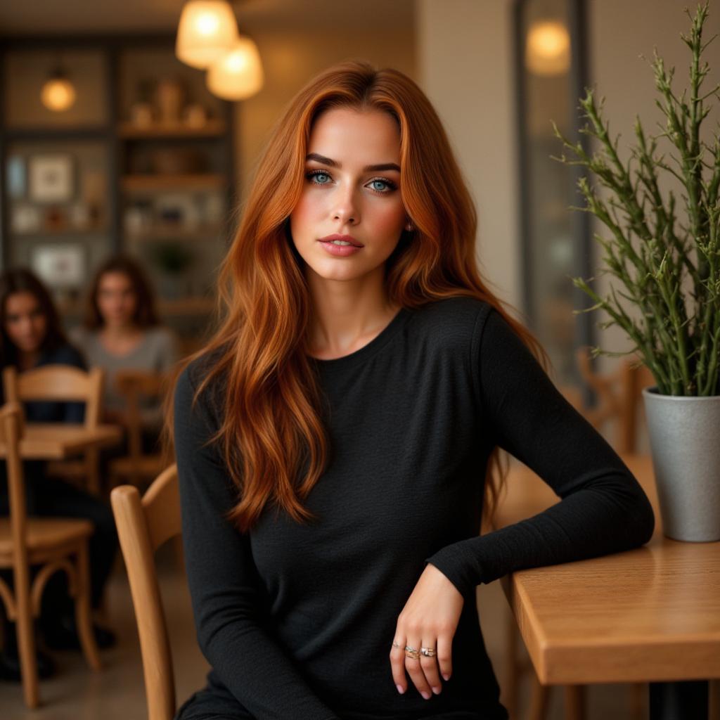 a portrait photo of TOKORNGEHRSNGLIMG,  sitting in a cafe