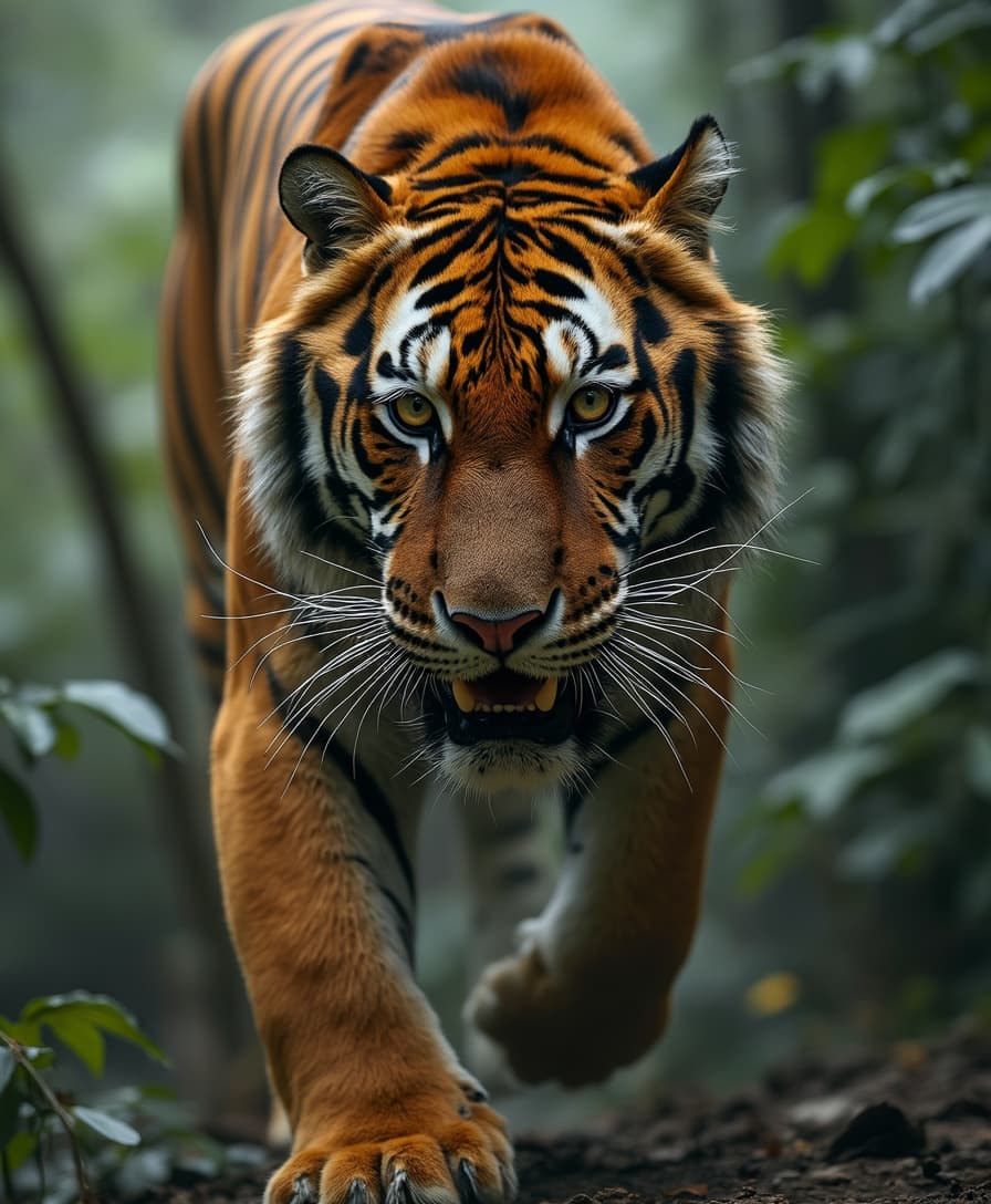 Wildness and Elegance Mechanical and Biological Dynamic Power Fur and Metal Instantaneous Speed King of the Jungle Shadow of Stealth Predator Instincts Agility and Strength Eyes of Darkness Golden Mottling Fangs of the Predator Claws of Thunder Graceful Gait Hunting Tactics Heart of the Wild Soulful Gaze Mysterious Forest Roar of the Tiger Wilderness Shadow 