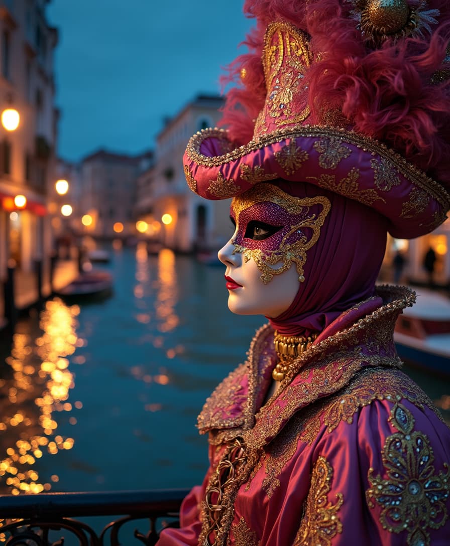 carnival in Venice, nightly, very beautiful colors 