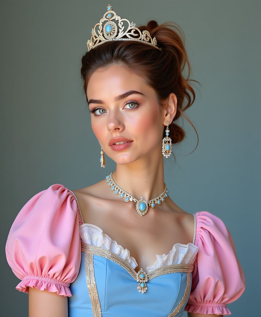modern fashion accessories for a woman inspired by Marie Antoinette, girly , pink and blue , royal, modern, modern shape, fashionable twist fashion, 