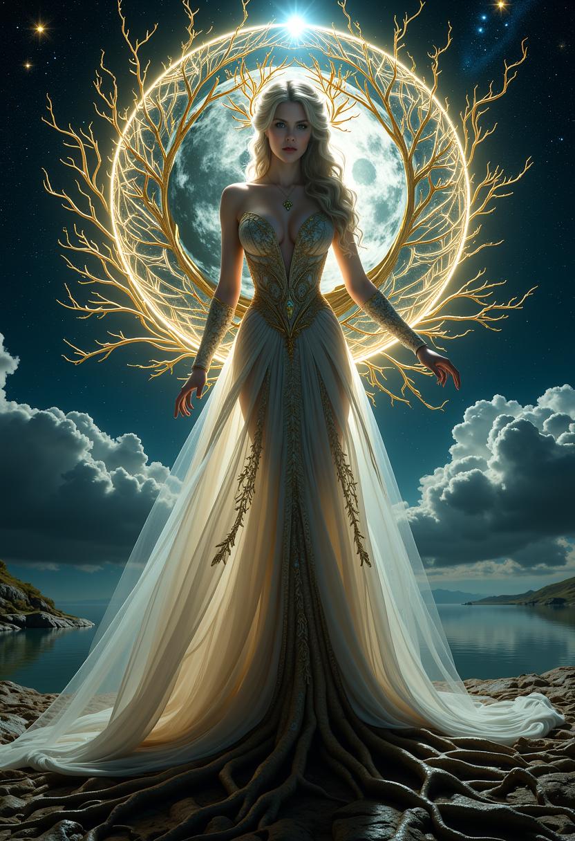 FantasyWomanLoRa, Anna Valerious, full body portrait, Mystical Art by a blend of Artgerm and Rubens painting, a moon, tree of life, roots, beautiful, splash, Glittering, filigree, rim lighting, lights, magic, surreal, fantasy concept art, digital art, wlop, digital Art, perfect composition, beautiful detailed intricate insanely detailed octane render artstation, 8k artistic photography, photorealistic concept art, soft natural volumetric cinematic perfect light, chiaroscuro, masterpiece, scene on the vampir castle,  Cinematic lighting, raking light, 8k, perfectly centered!! looking at the camera!!! low angle!! full body portrait, atmospharic mood with light impressions, Impressionism paint, elegant, mythical, ethereal, intricate, elaborate, hyperrealism, hyper detailed, strong expressiveness and emotionality, wow effect
