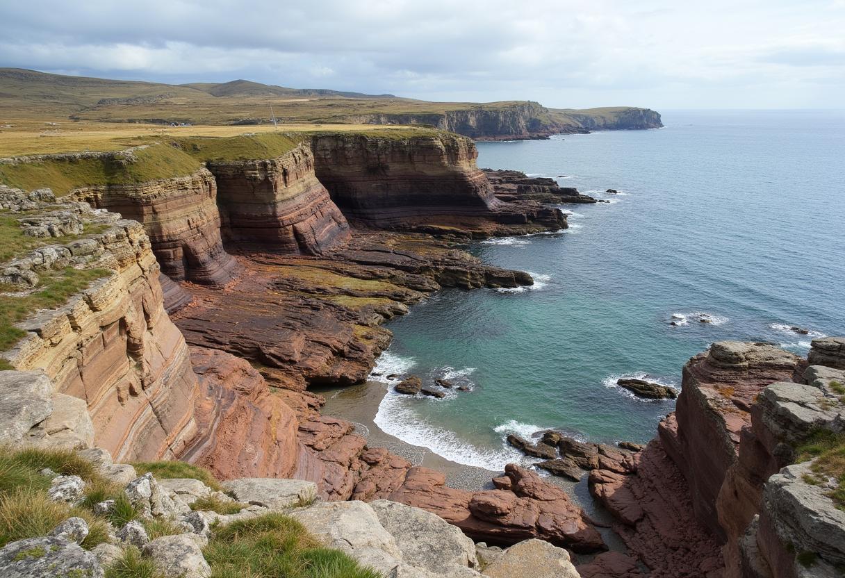 Nestled in Scotland, the banded rocks of Hosta Beach are a breathtaking spectacle of nature