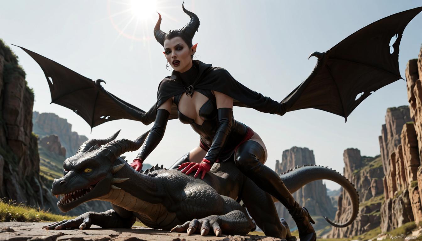 Maleficent riding a dragon