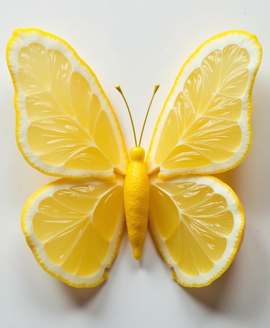 cut lemon in form of a butterfly
