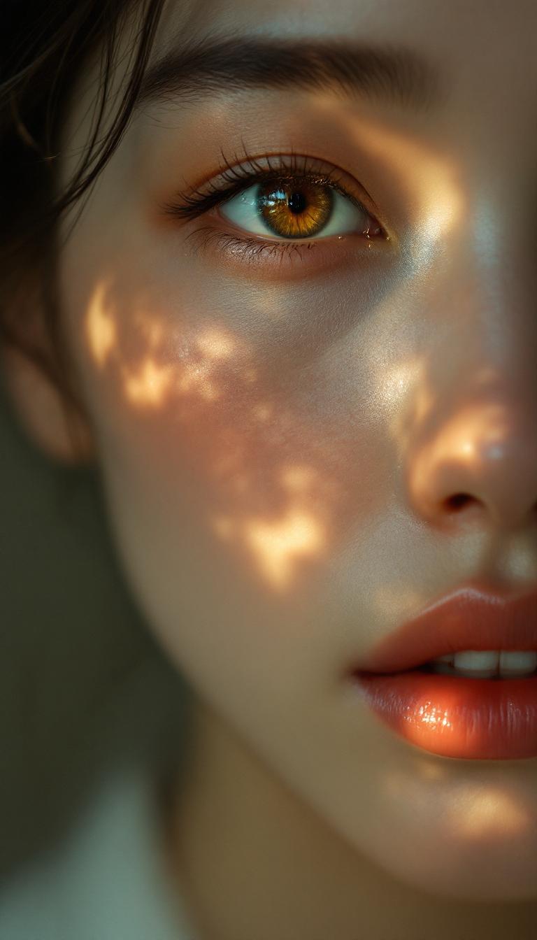 
19h
hyperrealistic hyperdetailed surreal 32k avant-garde modern minimalist,creative and luxurious close-up portrait for VOGUE MAGAZINE fashion editorial of avant-garde photo ofA mesmerizing close-up portrait of an East Asian woman with smooth, radiant skin, bathed in soft, warm light. Her deep brown eye gazes directly, reflecting subtle highlights. A delicate, semi-transparent yellow butterfly with intricate black and white markings rests gently on her cheek, its wings slightly curved, as if just landed. The fine details of the butterfly’s wings, including the delicate veins and subtle gradients of color, are captured in high resolution. Her makeup is minimal, emphasizing a natural glow--her skin appears dewy with a soft, pearlescent sheen on her cheekbone. Her lips are slightly parted, with a natural rosy hue. The lighting creates a dreamlike, ethereal ambiance, enhancing the delicate textures of both the butterfly and her skin. The background is softly blurred, with muted warm tones complementing the subject. The image exudes a poetic and surreal quality, blending high-fashion editorial aesthetics with elements of nature. luxury modern avant-garde brand editorial,soft tones,stunning modern avant-garde and minimalist brand visuals.modern avant-garde art direction,minimalism,different perspectives, creative, dynamic dramatic poses,avant-garde dynamic photography,different close-ups,high resolution,hyperrealistic hyperdetailed skin texture and facial features,vibrant color palette,a model with unconventional beauty,vibrant makeup.motion in blurr,high cheekbones,wide-set eyes,bushy eyebrows, sharp jawline,mert&marcus, fine details,dazed and confused magazine,iconic imagery,midaction,32k,dslr,uhd,Photograph by Nick Knight