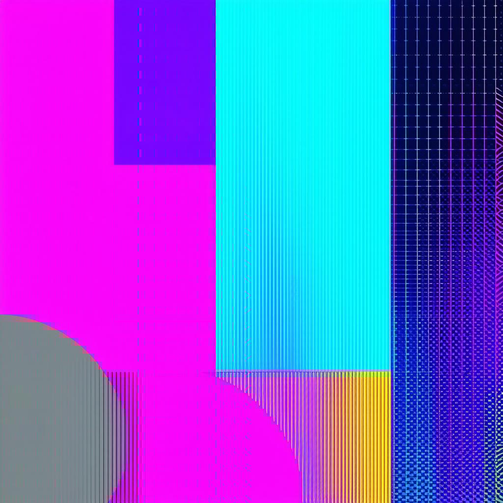 An image with a vibrant color palette, using only geometric shapes and lines