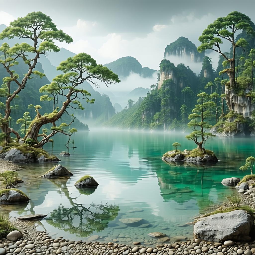 Create a scene that evokes a feeling of serenity