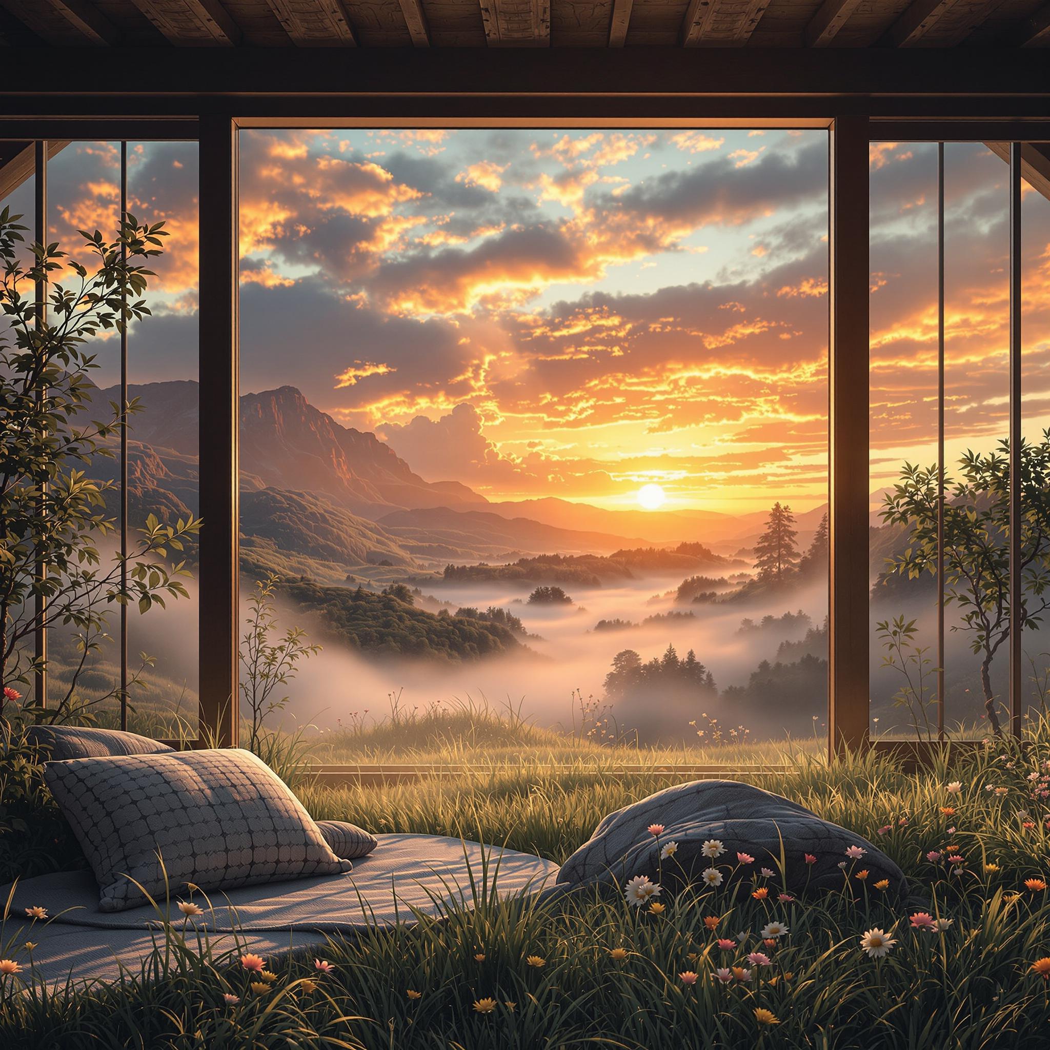 Create a scene that evokes a feeling of serenity