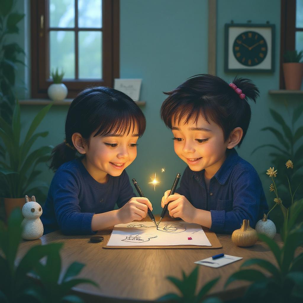 make the characters shirts blue (edited with Flux Kontext Pro)