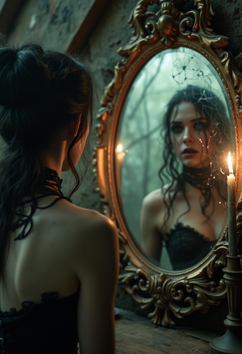 Screengrab of 1950's Super Panavision 70 movie. Retro in color. beautiful blonde woman wearing jedi robes wielding green light saber  faces a man wearing armor and a metal mask