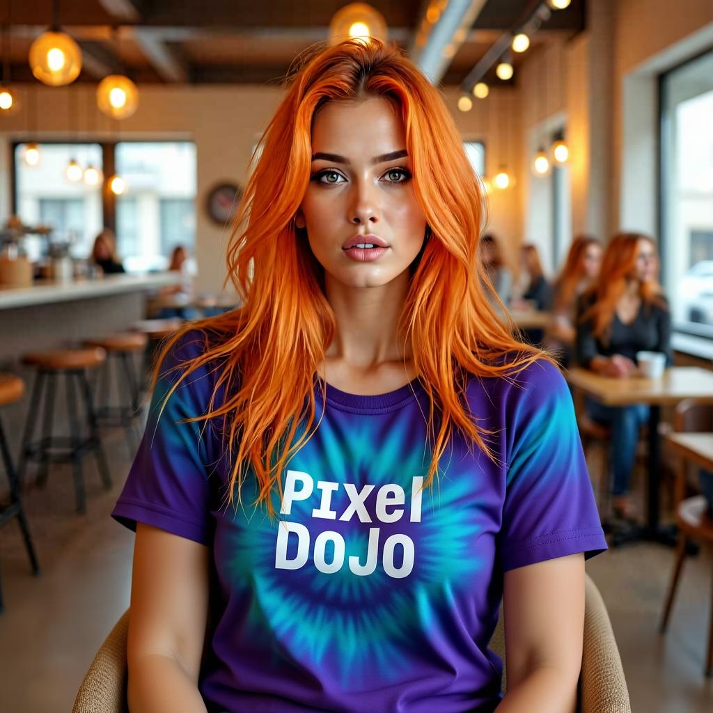 her shirt is ti-dye (edited with Flux Kontext Dev)