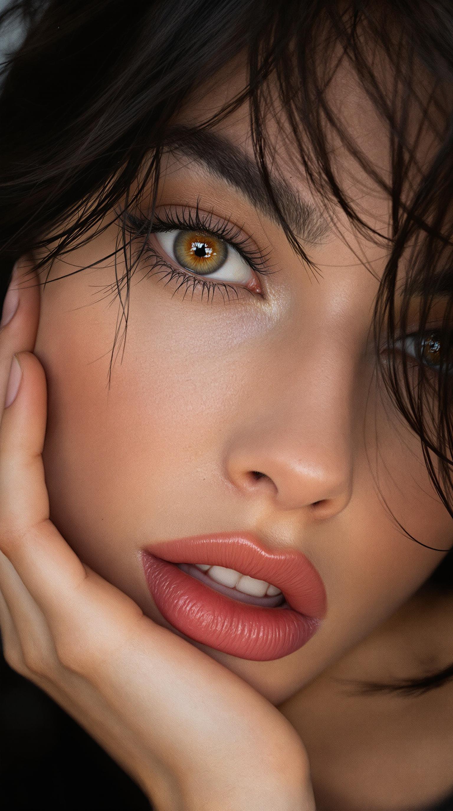 C004_C009_1201BG.R3D: Extremely beautiful woman, dark hair, big beautiful bright hazel eyes, editorial, Vogue magazine cover photoshoot, Shot using a Leica Summilux-M 35mm f/1.4 ASPH lens