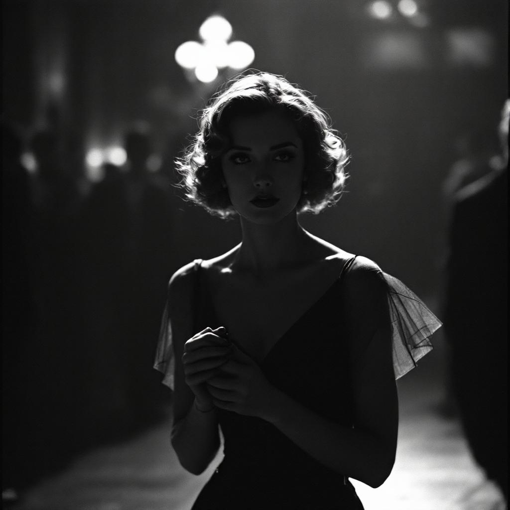 paparazzi photo, action, documentary style 1930s \(style\), Fill Lighting, Ilford HP5 Plus, realist detail, ue5, detailed character expressions, amazing quality, wallpaper, analog film grain, Establishing shot, Practical Lighting, Photoshop, analog film photo cinematic film still, shallow depth of field, vignette, highly detailed, high budget Hollywood film, bokeh, cinemascope, moody, epic, gorgeous, film grain, faded film, desaturated, 35mm photo, grainy, vintage, Kodachrome, Lomography, stained, found footage, elegant woman, 20 years old, posing , ballroom