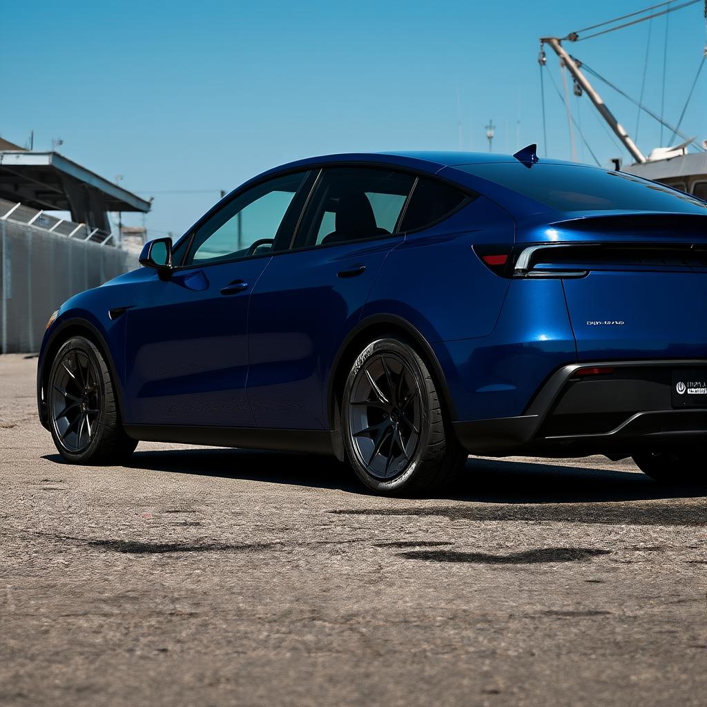 Make the car dark blue metallic (edited with Flux Kontext Dev)