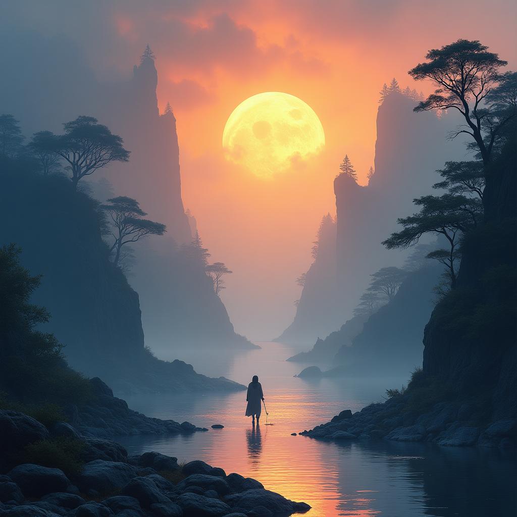 ethereal fantasy concept art of  Mystical landscape art with bold contrasting colors and dreamlike figures, high resolution, golden sunrise over calm waters, weather foggy from behind, masterpiece, 8k, UHD, best quality, high res, amazing quality, wanderer between worlds, (opalescent color, majestic:1.1), rainbow light effect
,enchanted rocks and boulders,ruins, forest surrounding, nature reclaiming, whispers of lost souls, twilight hues,sunken ruins,
<lora:greg_rutkowski_xl_v3:0.15> Greg Rutkowski,
<lora:detailed_notrigger:1>,
 <lora:add-detail-xl:0.7>, 
 <lora:hd_4k_ntc:0.8>, 
<lora:HyperdetailedRealismMJ7SDXL:0.3> ArsMJStyle, Colored pencil hyperdetailed realism, 
<lora:niji:1>,, magnificent, celestial, ethereal, painterly, epic, majestic, magical, fantasy art, cover art, dreamy