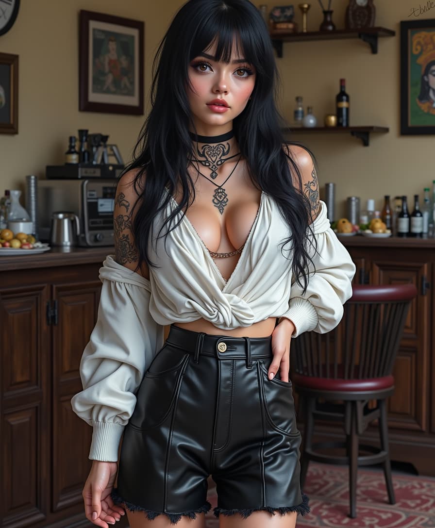 anime character, add tribal-style tattoos