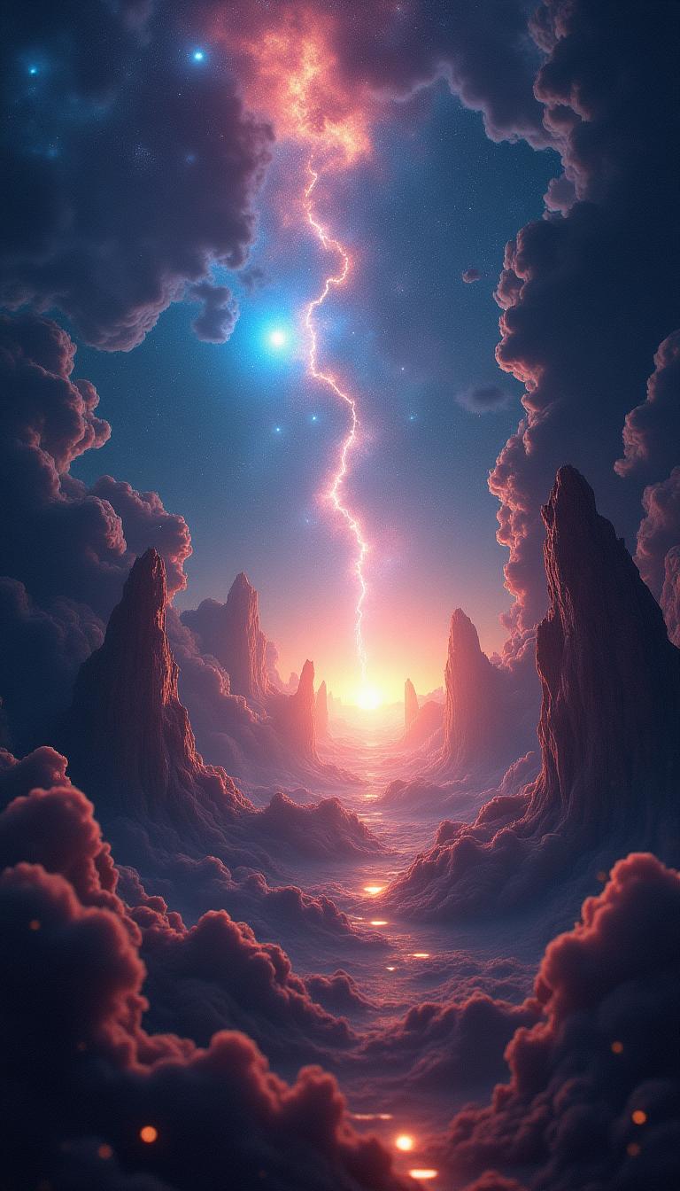 an intersection of universes, the place where the 19-dimensional manifolds of the infinite combine into an melange of colors, landscapes, galaxies, and planets, sharp focus, intricate, cinematic color, extremely detailed, beautiful, light, stunning, highly detail, winning grand amazing artistic, great composition, ambient, epic, fine vivid, dynamic, elegant, pure brilliant quality