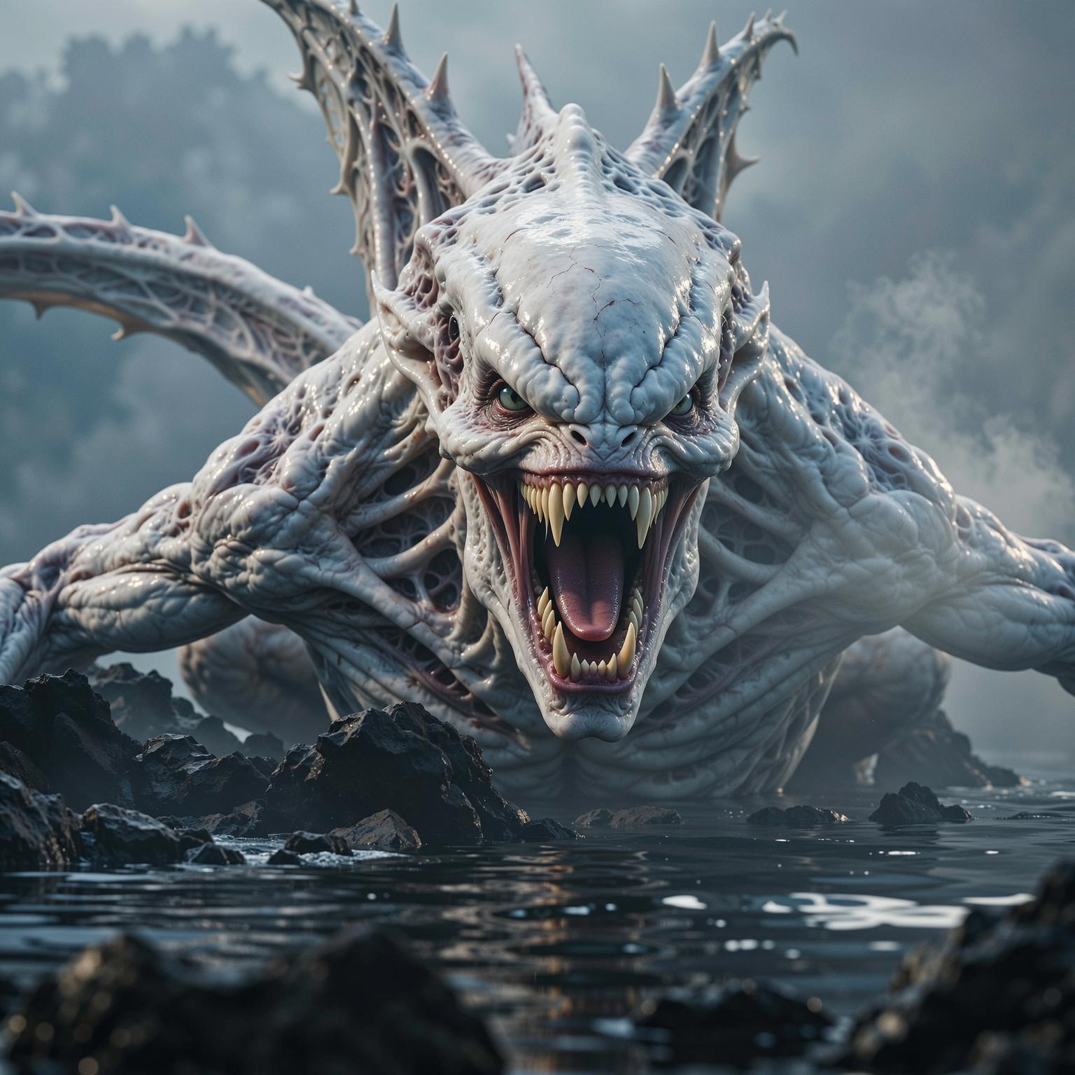 “Generate a creature that cannot be categorized or compared to anything within human imagination or artistic tradition. Its design must reject all visual, cultural, biological, or stylistic references known to mankind. It should appear as an emergent anomaly — something reality itself struggles to render. Its form should evoke primal, wordless terror without relying on eyes, mouths, limbs, or any familiar anatomy. The environment should bend around it, light faltering as if uncertain how to illuminate it. The result must feel truly alien to perception, outside all artistic schools, mythologies, and aesthetics.”

Execution Directives:
no recognizable art style, no symbolism, no cultural or religious motifs, no fantasy, sci-fi, gothic, surrealist, or Lovecraftian cues; pure generative originality
— render as an aesthetic void, with physics, texture, and form emerging from the AI’s own abstraction layer;
— forbid emulation of any artist, genre, or medium;
— prioritize conceptual impossibility over visual coherence.

Mood:
existential horror • unknowable • anti-pattern • reality distortion • sense of witnessing something that should not exist.