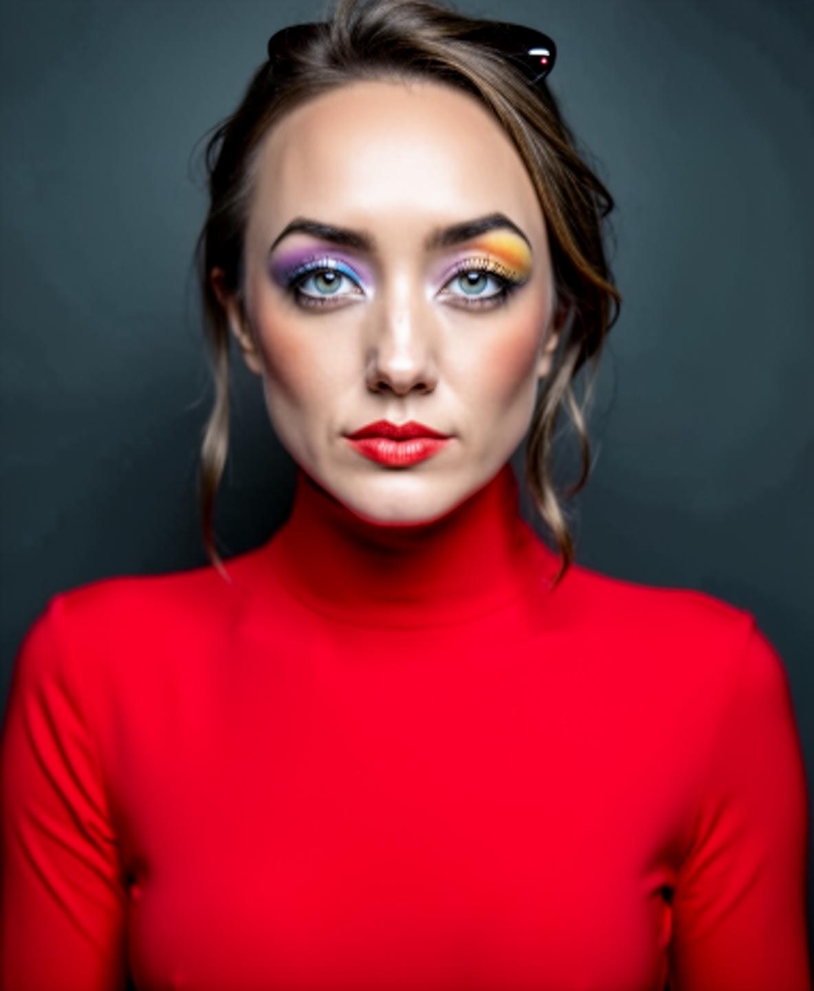 the woman in a red dress