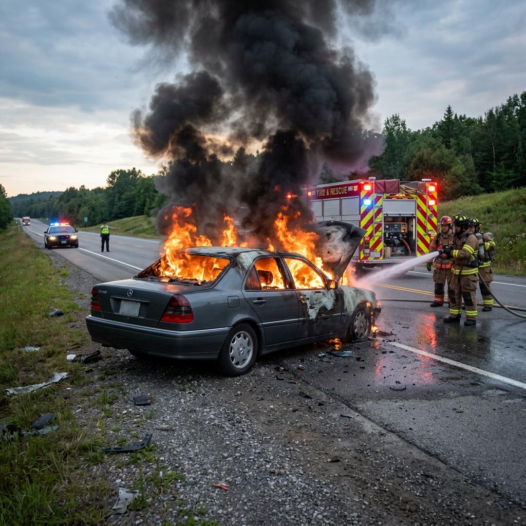 A car on fire