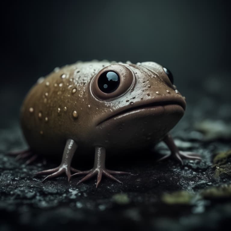 An Imaginative, Digitally Created Frog with a Unique, Plump Body and a Surprising Lack of Legs