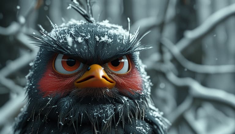 Snowy and Furious: A Close-Up of the Angry Birds Movie Character Red