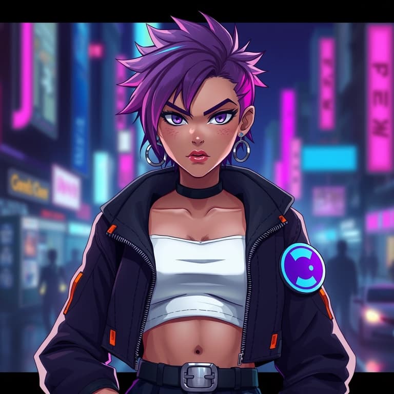 Neon Cyberpunk A Fashionable Femme Fatale