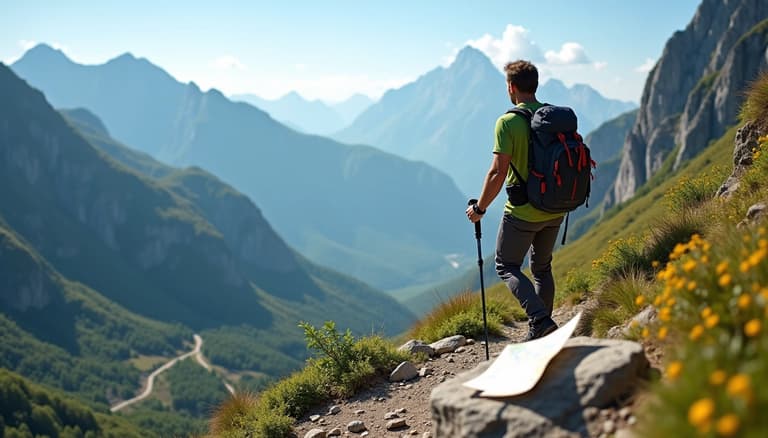 Backpacker Soaring Through the Alps: A Journey of Discovery and Adventure