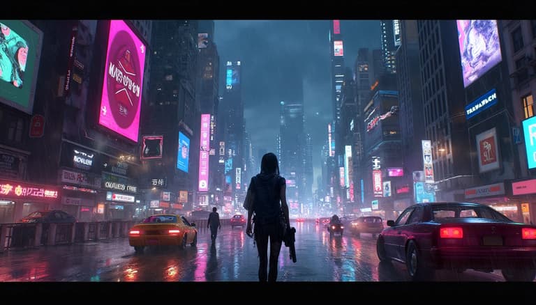 NeonLit, Rainy Night in a Futuristic Megacity