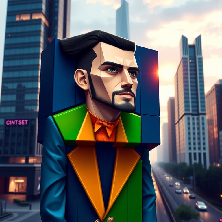 Geometric Gentleman in the Urban Sunset