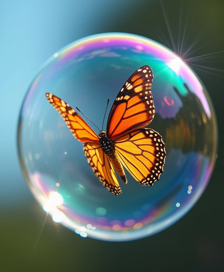 A butterfly inside a bubble