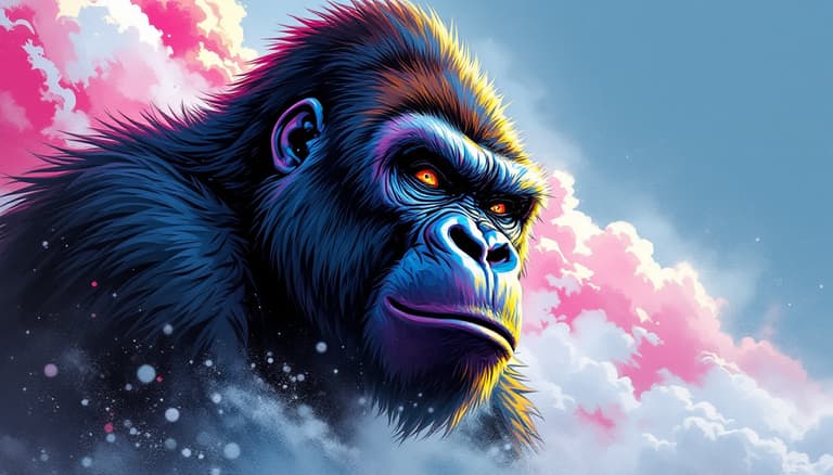 Surreal Gorilla in the Clouds