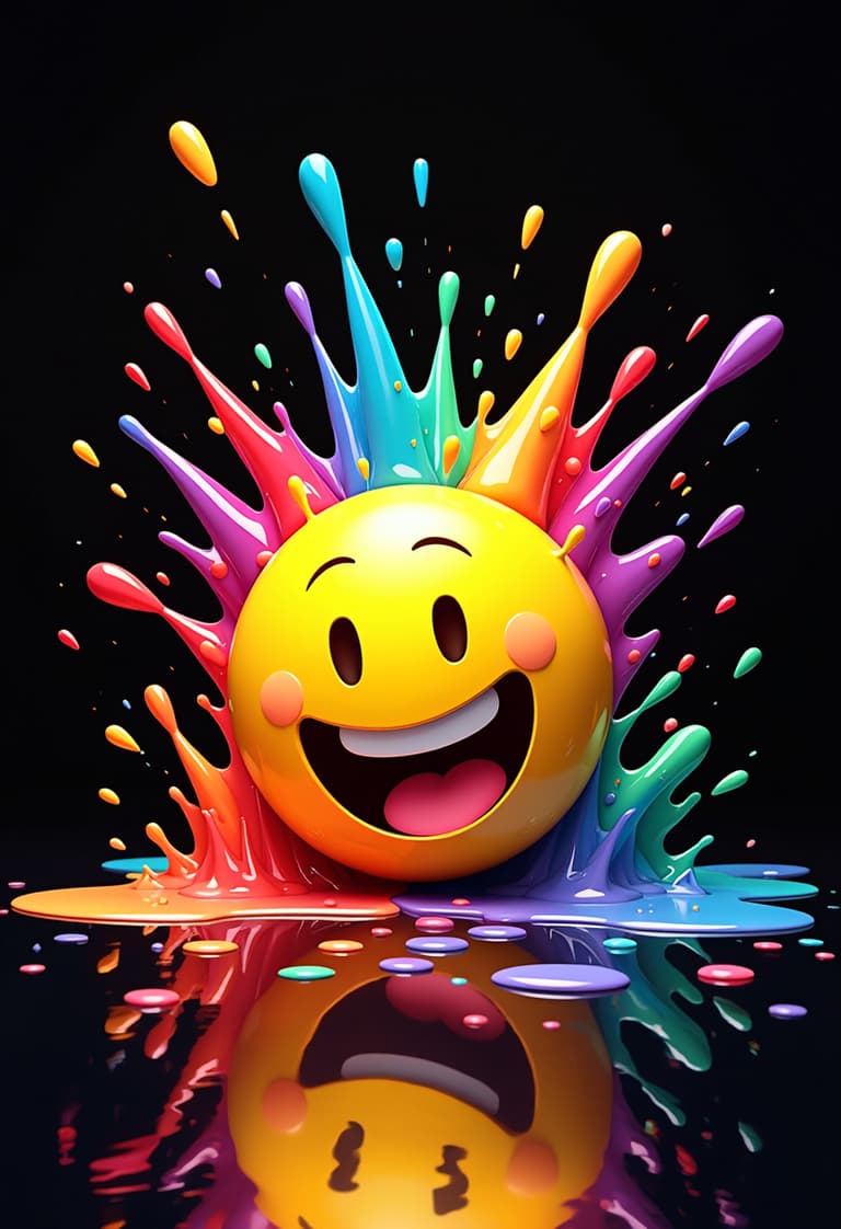 Vibrant, Colorful Emoji Splash Art on Black Background