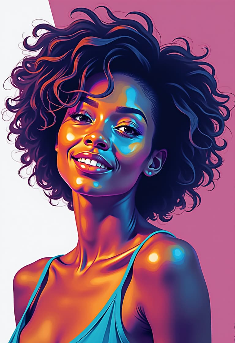 Neon Radiance: A Digital Portrait