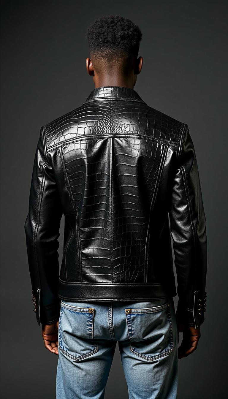 Urban Sophistication: Crocodile Leather Jacket