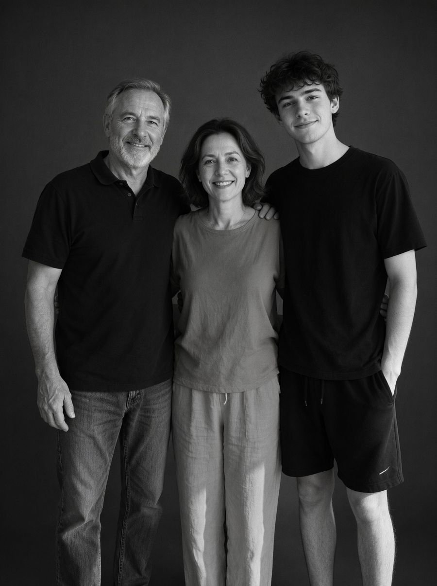 Black and White Family Portrait result from our test