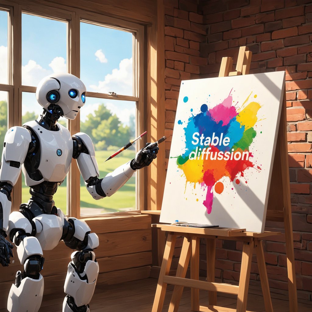 Robotic Artist at Work Unleashing Creativity with Stable Diffusion