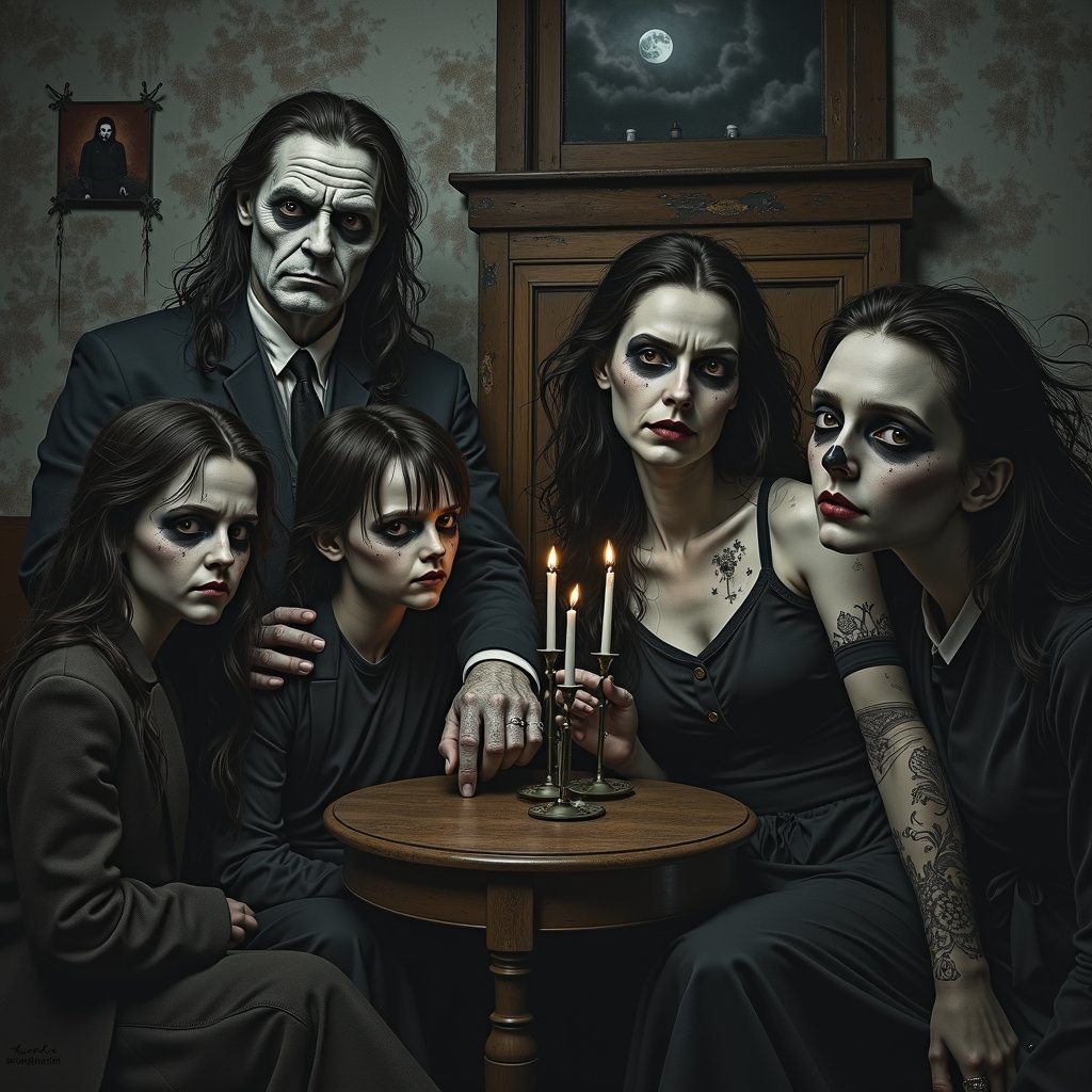 Haunting Family Portrait with a Gothic Touch