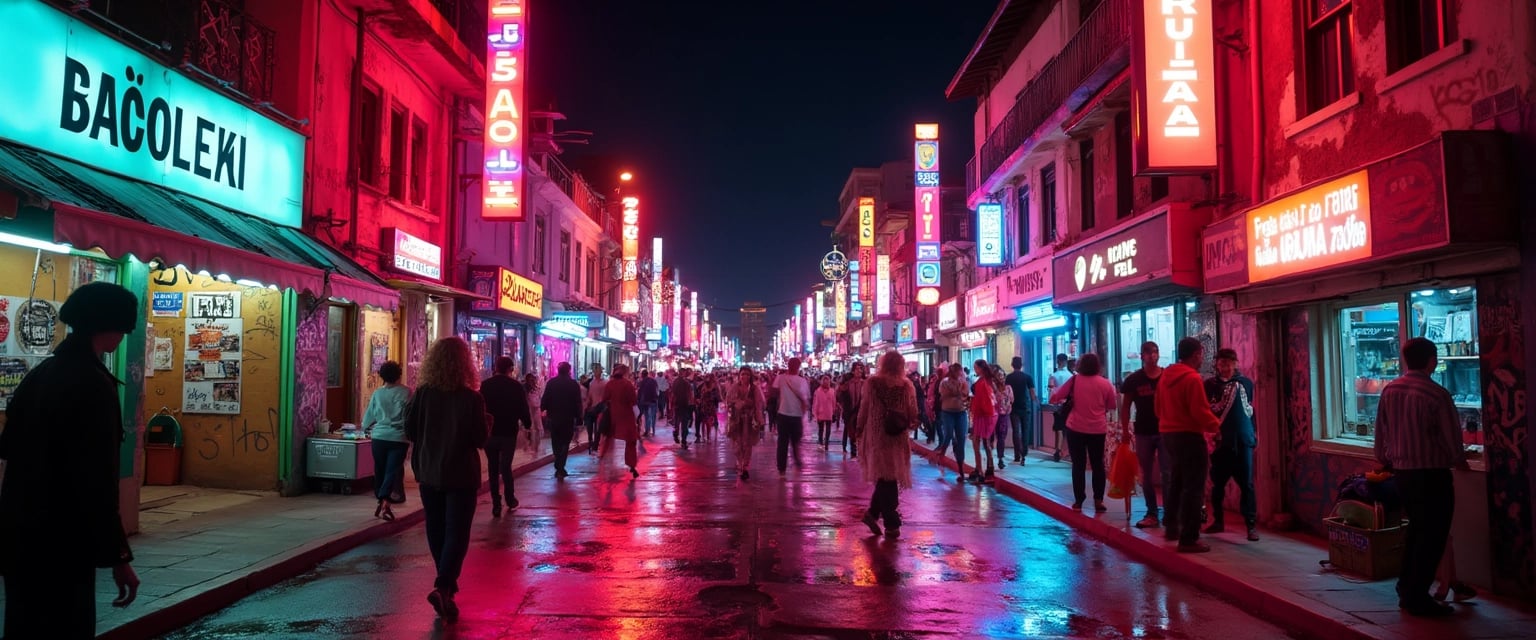 NeonLit Nightlife Exploring the Vibrant Streets of an Asian City