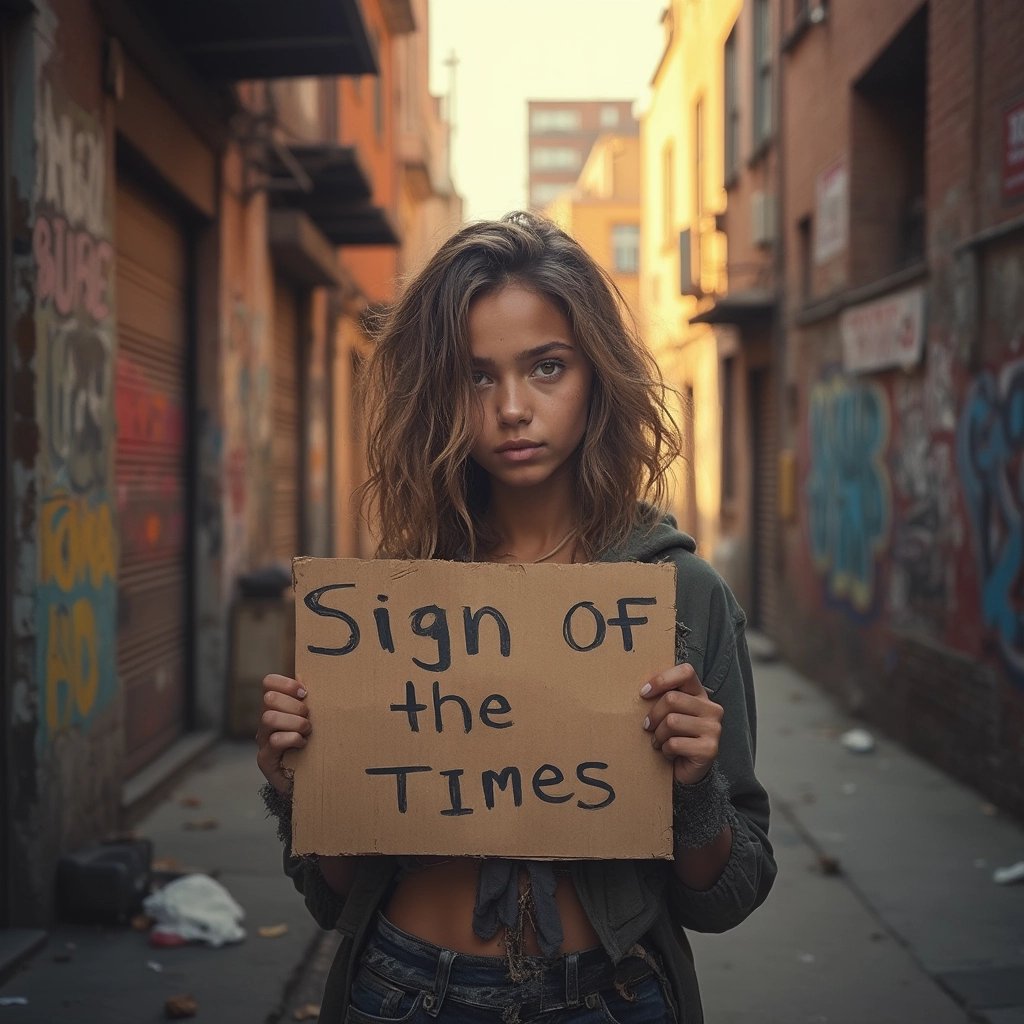 Sign of the Times" - A Thought-Provoking Urban Portrait