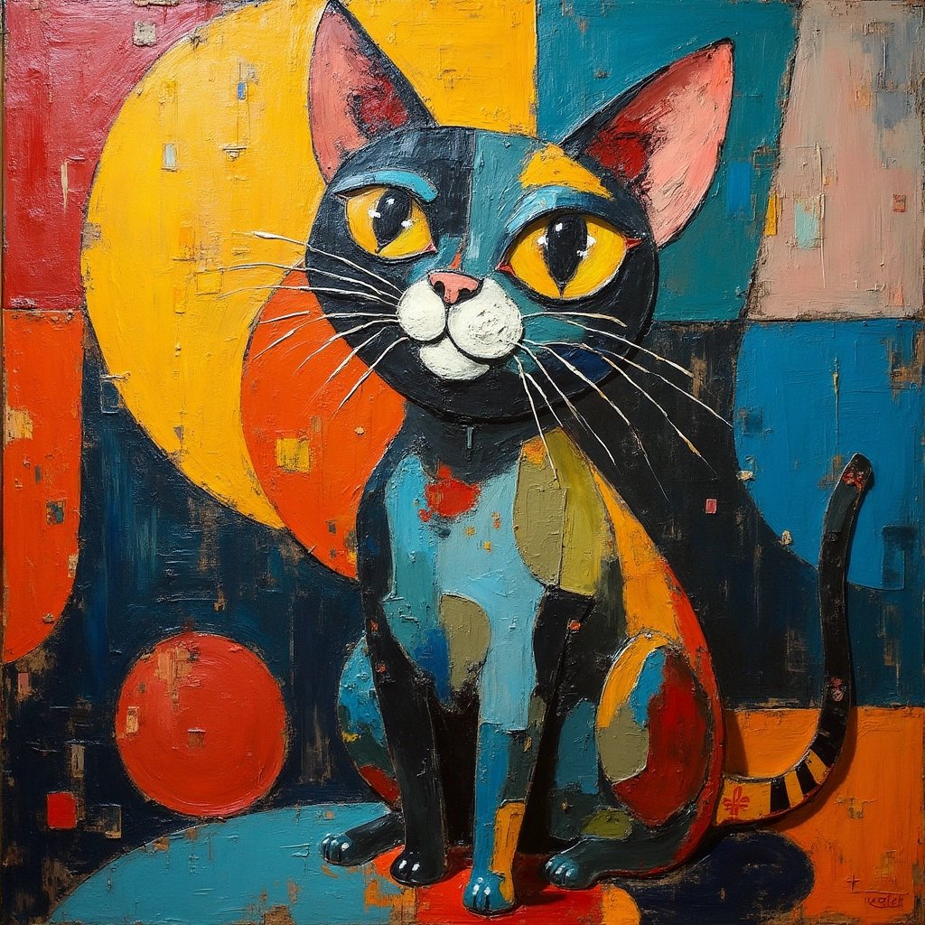 Colorful Cubist Kitty