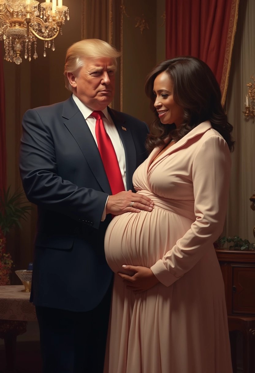 Presidential Portrait A Gentle Touch on Expectant Belly