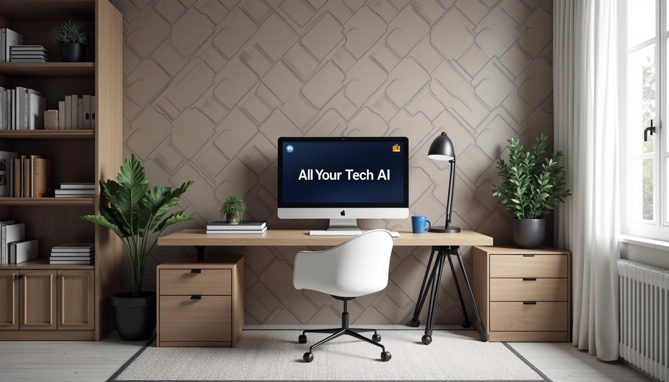 Modern and Minimalist Home Office with a Focus on Technology and AI