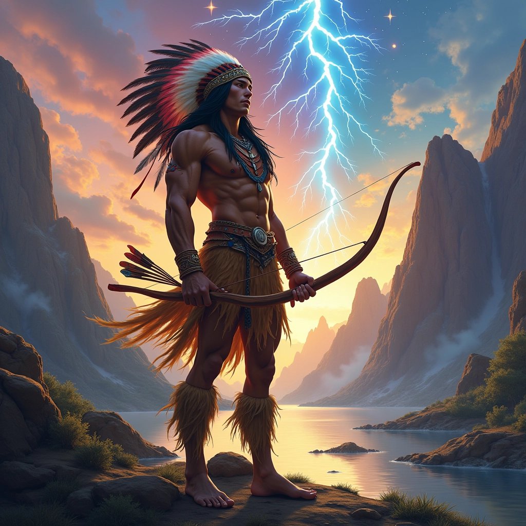 Thunderstruck A Native American Warrior at Twilight