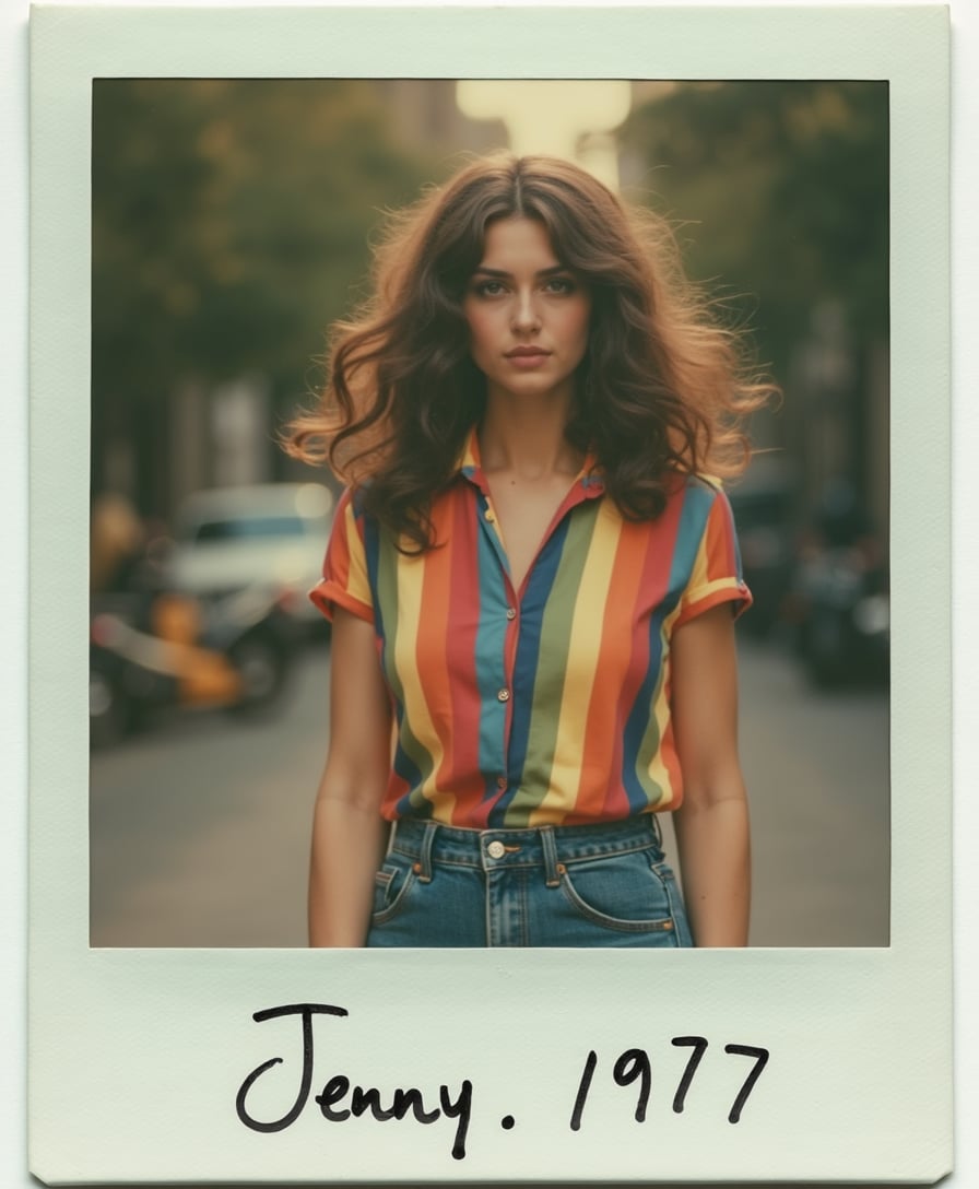 Jenny in a Striped Shirt and Denim Jeans, 1977