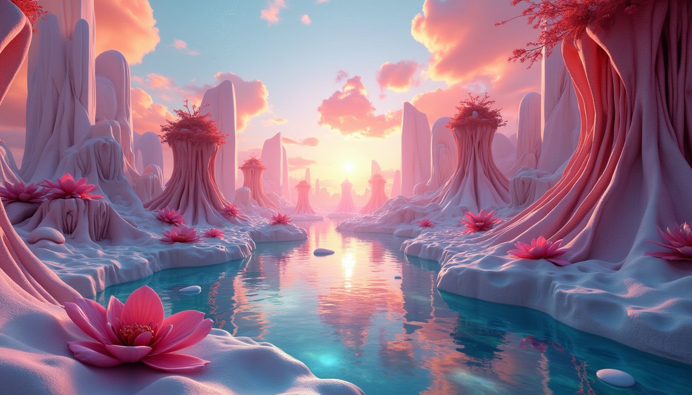 In the visually stunning and immersive style of a 3D render, a digital artwork captures the enigmatic and surreal nature of dreams. The piece features a dreamscape filled with floating islands, ethereal landscapes, and abstract shapes that defy the laws of physics. The hyper-realistic textures and lighting create a vivid and otherworldly atmosphere, while the complex geometry and imaginative design elements evoke the limitless possibilities of the human mind. The color palette is rich and vibrant, enhancing the dreamlike quality of the scene. This captivating 3D render encourages the viewer to explore the depths of their own subconscious and contemplate the nature of dreams and their connection to reality.


